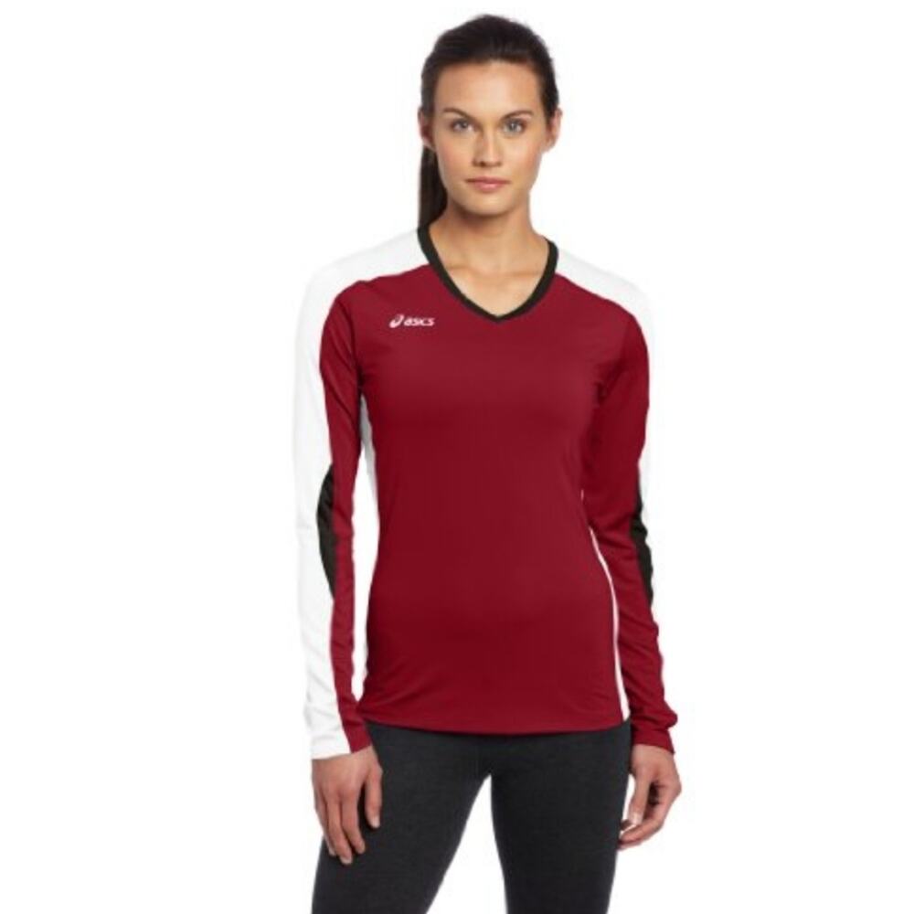 Asics Women's Roll Shot Maroon and White Long Sleeve Top Size Small NWT Athletic
